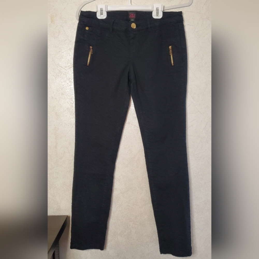 2B Bebe Black Skinny Pants with Gold Zippers